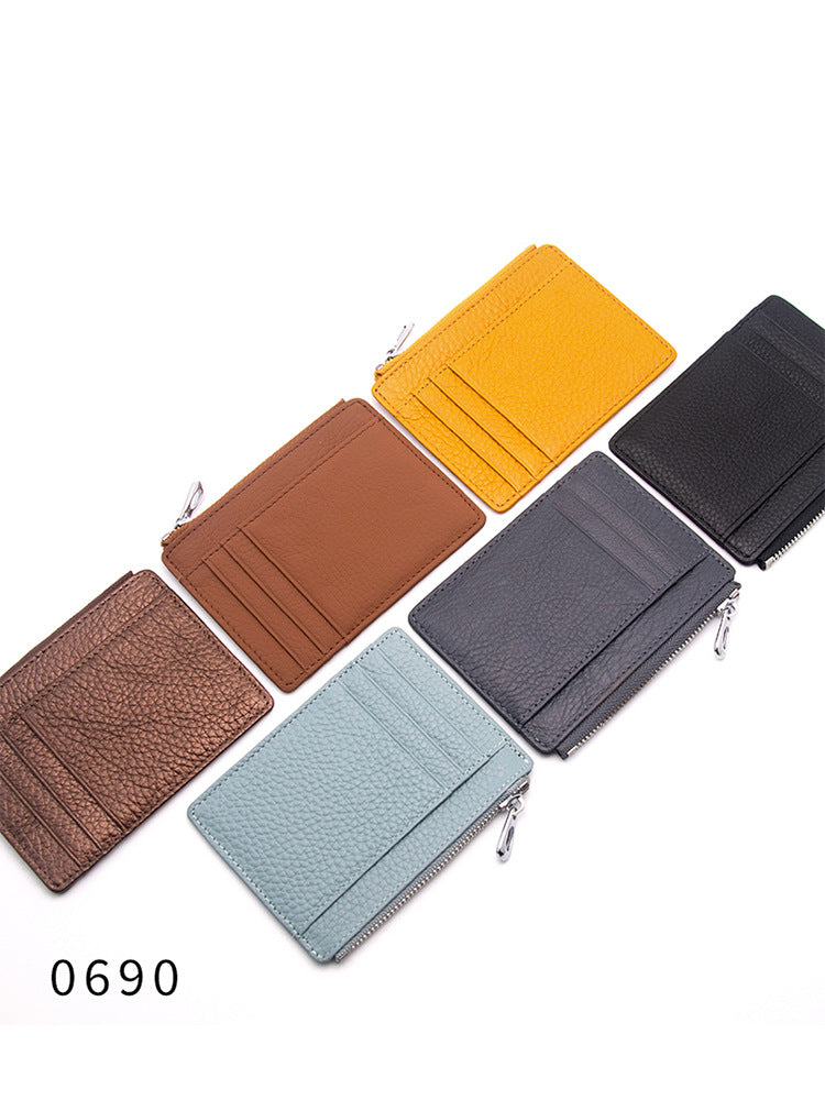 Genuine Leather Zipper Double-sided Driving License First Card Holder