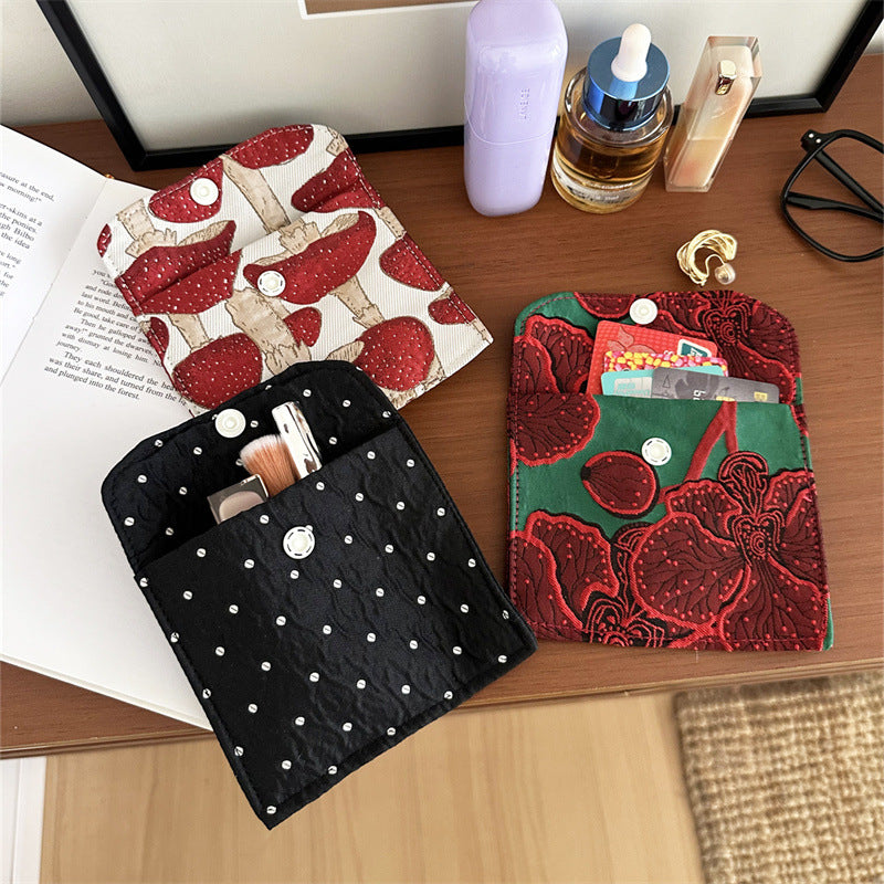 Portable Button Storage Liner Flip Lightweight Makeup Bag