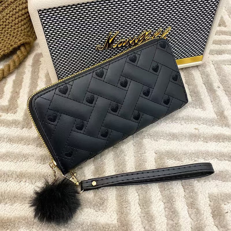Women's Summer Indentation Mid-length Clutch Trendy Love Change Mobile Ladies Wallet