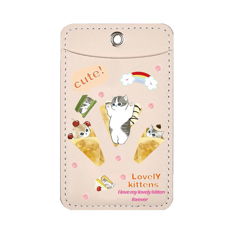 Leather Double Meal Badge Bus Pass Protective Card Holder