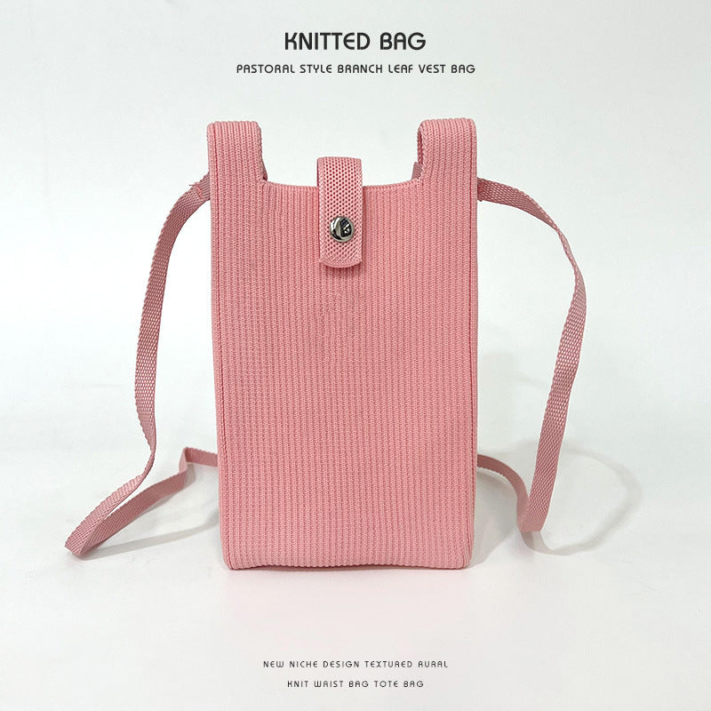 Elegant Solid Color Niche Knitted Korean Phone Bags
