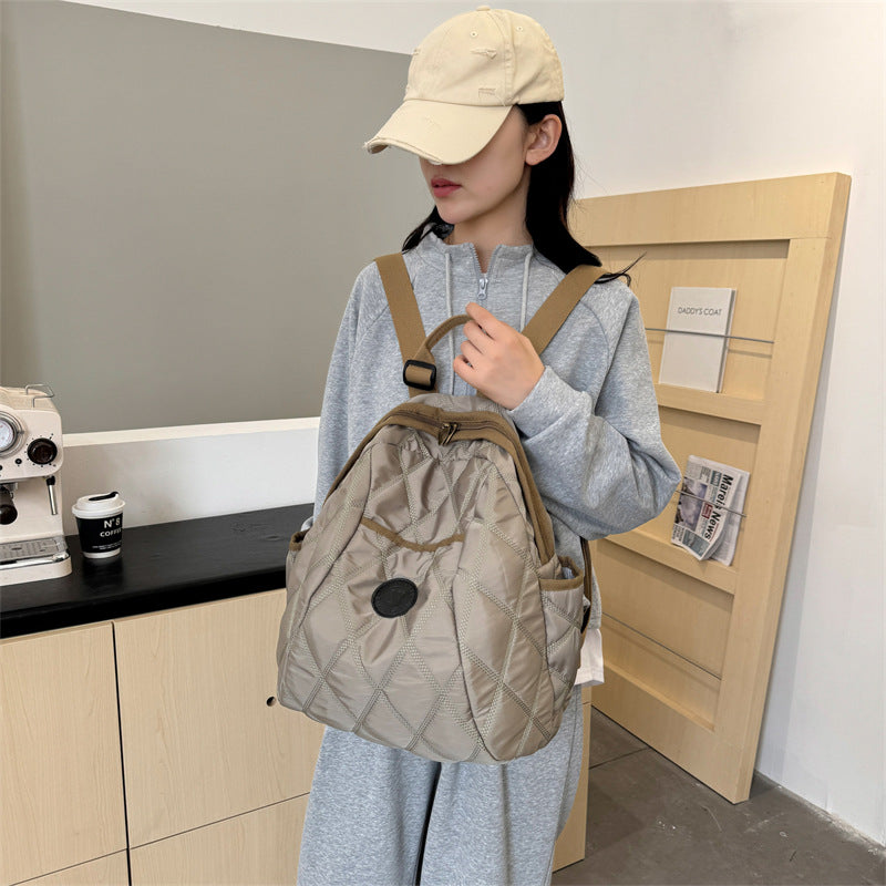 Simple Rhombus Cotton Jacket Large Capacity Travel Bags