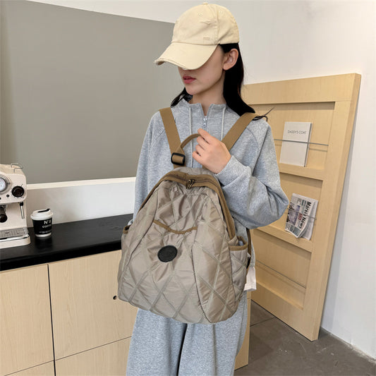 Simple Rhombus Cotton Jacket Large Capacity Travel Bags