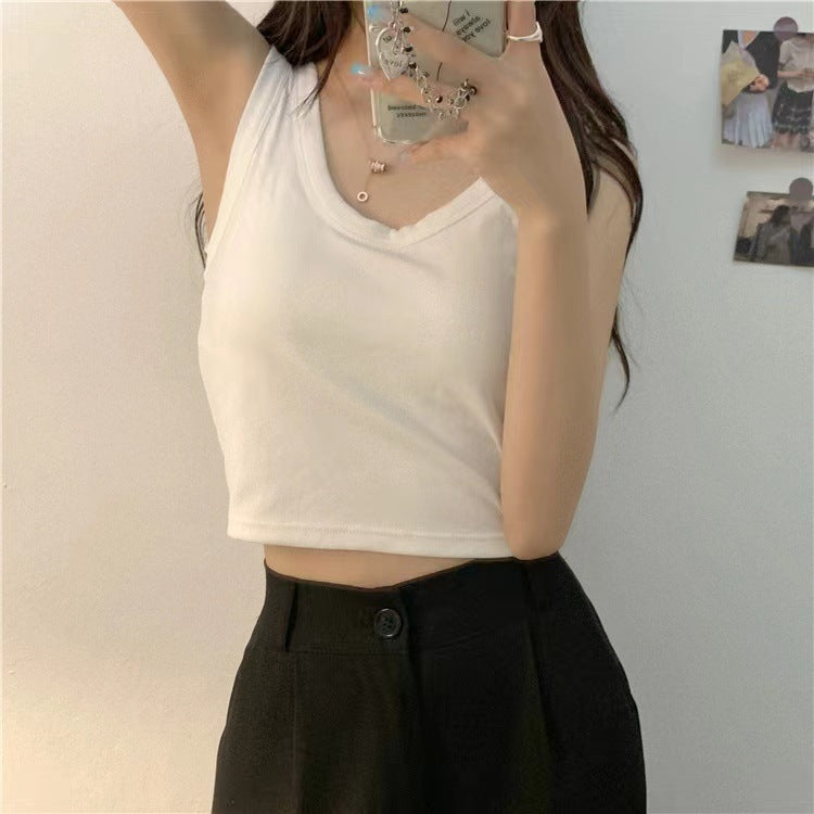 Women's Vest With Chest Pad Fixed Cup Wrapped Outer Wear Tanks Camis