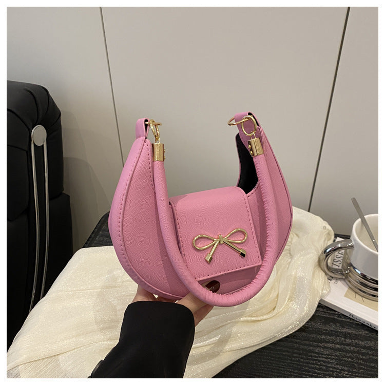 Women's Underarm Simple Retro Solid Color Spring Bow Fashion Women's Shoulder Bag