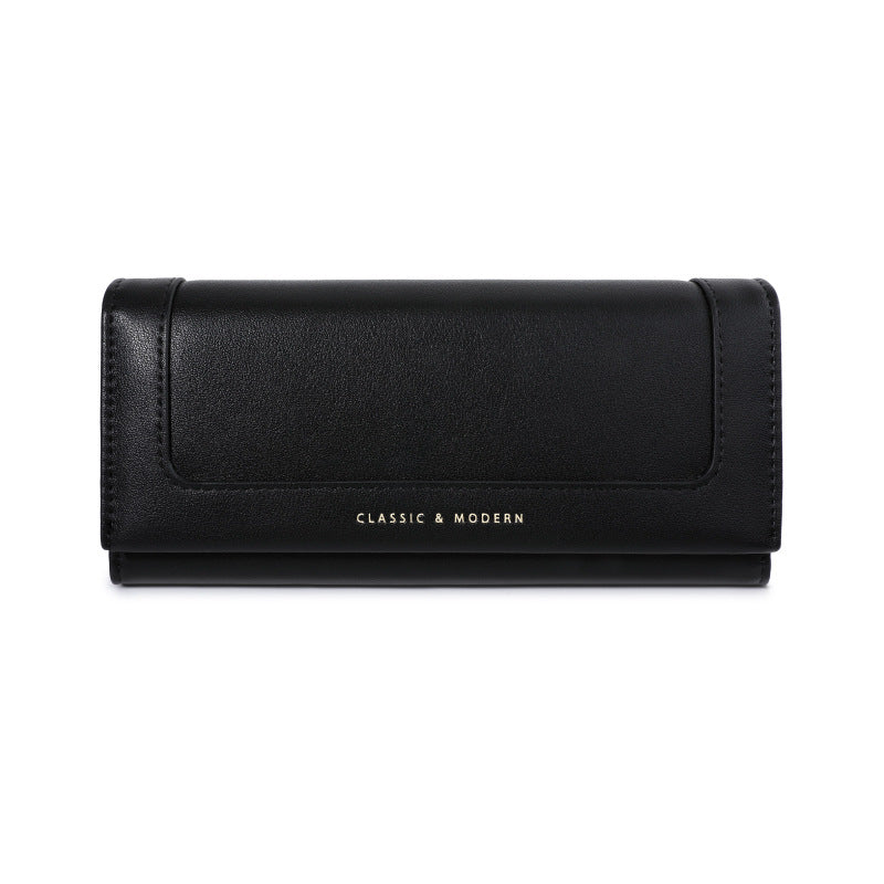 Women's Long Good-looking Lady's Simple Elegant Three-fold Ladies Wallet