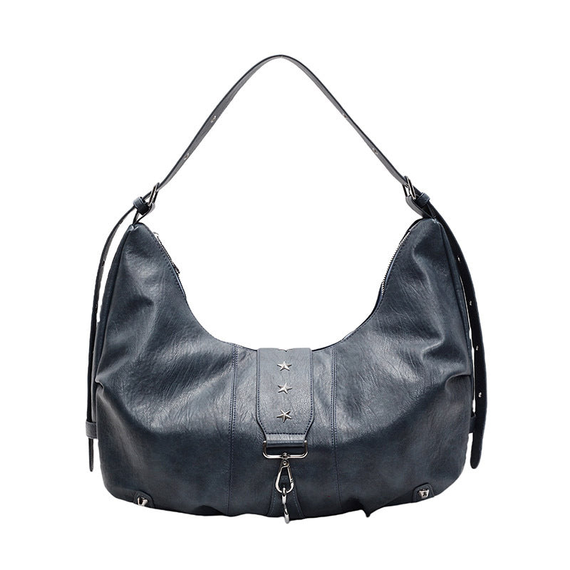 Locomotive Style Versatile Studded Large Capacity Idle Commuting High Women's Messenger Bag