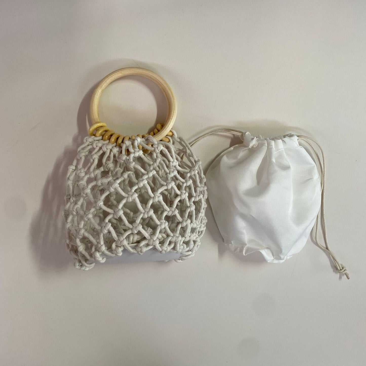Women's Inner Handmade Drawstring Straw Fresh Knitted Handbags