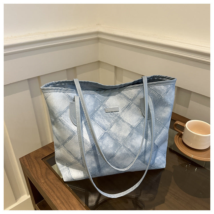Women's Simple Rhombus Large Capacity Texture Pendant Summer Western Style Women's Shoulder Bag