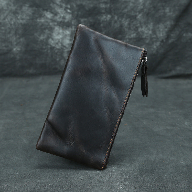 Women's & Men's Minimalist Crazy Horse Leather Long Retro Purses