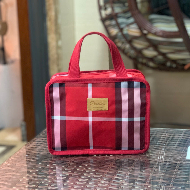 Women's Plaid Lunch Box Mom Hand Carrying Snack Cosmetic Bags