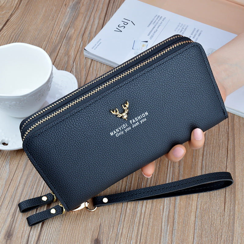Women's Long Clutch Double Zipper Fashion Simple Large Phone Bags