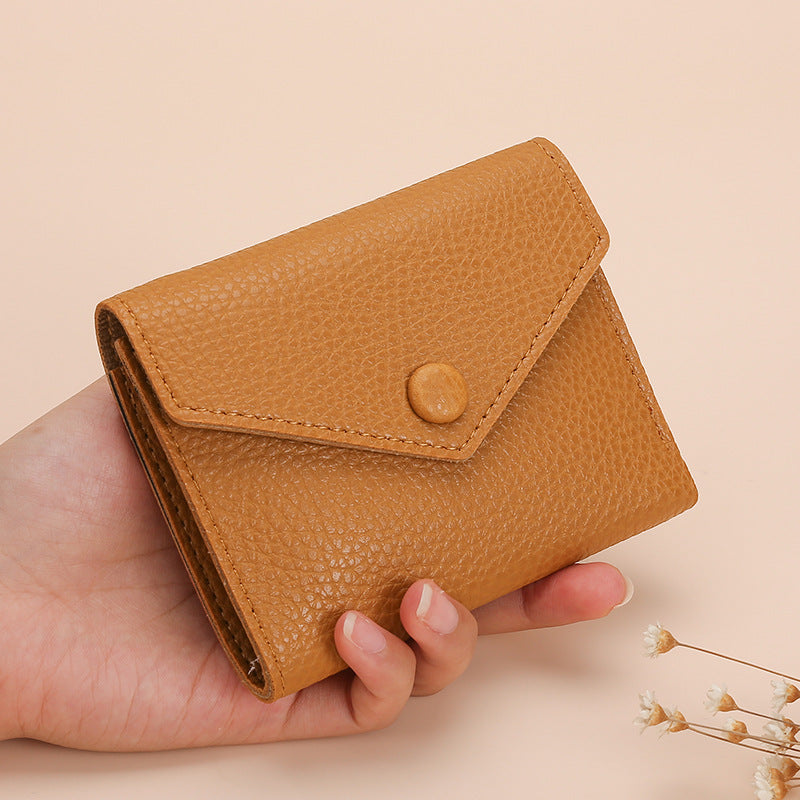 Women's Short Tri Fold Mini Clutch Leather Ladies Wallet