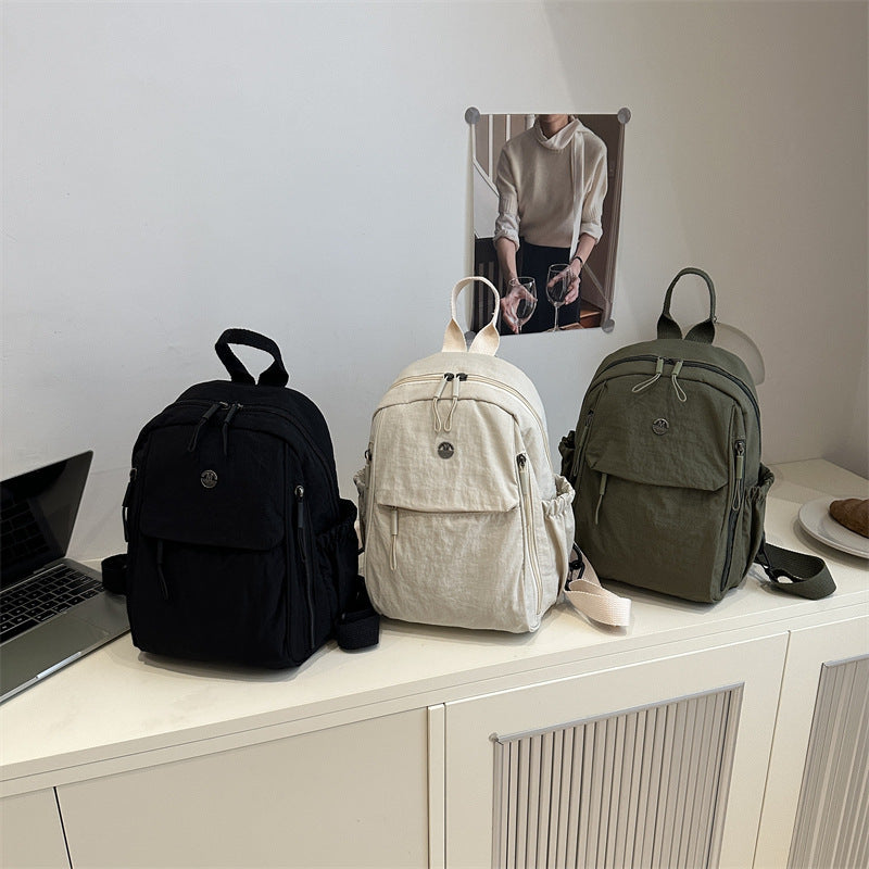 Fashion Simple Nylon Cloth Pure Color Backpacks