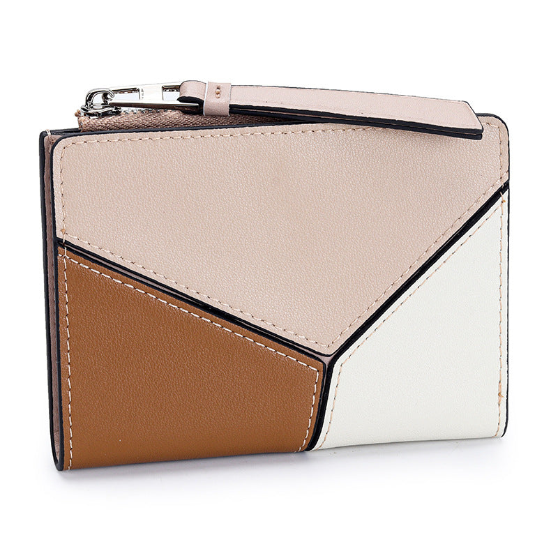 Women's Cowhide Short Stitching Fold Genuine Leather Ladies Wallet