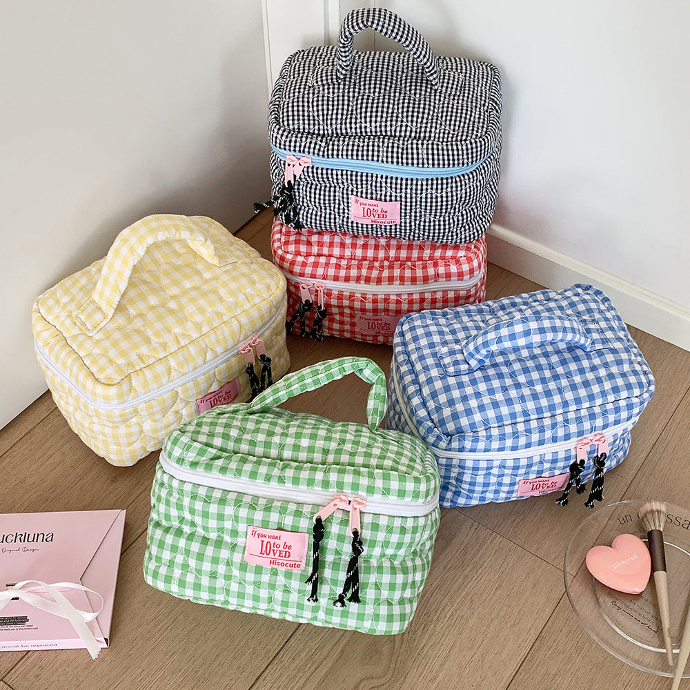 Portable Large Capacity Color Plaid Storage Bags