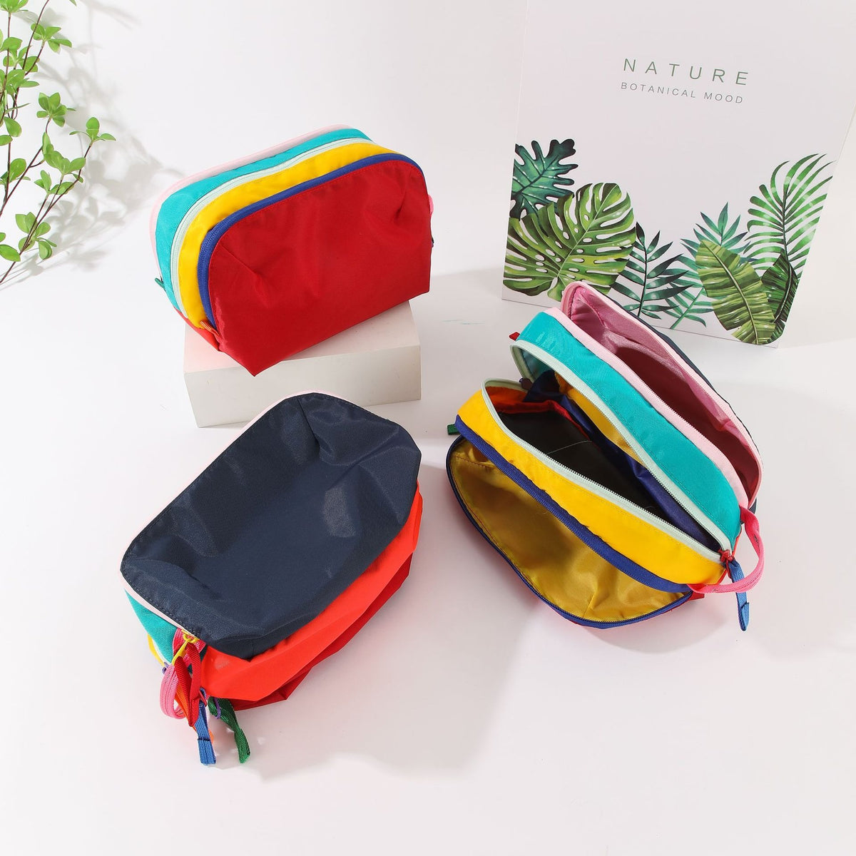 Dopamine Color Waterproof Nylon Wash Contrast Storage Large Makeup Bag