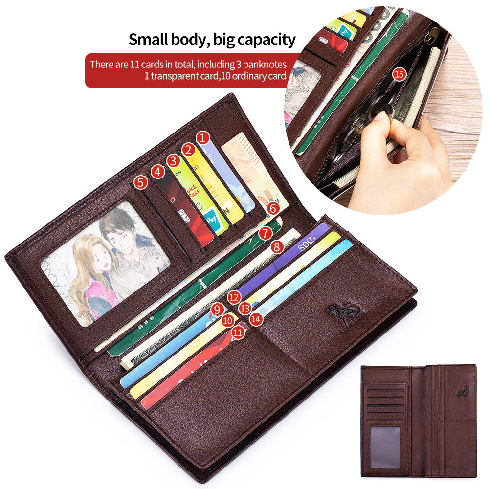 Genuine Leather Retro Vertical Soft Cowhide Neutral Large Card Holder