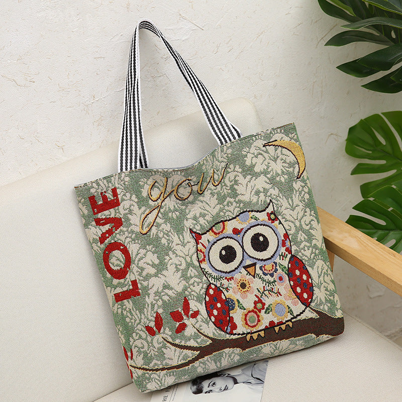 Cartoon Embroidered Leisure Big Owl Embroidery Bags