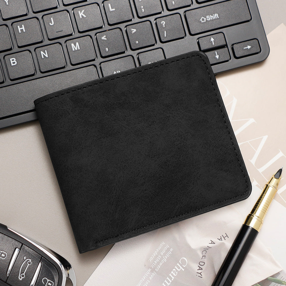 Men's Style Short Solid Color Simple Thin Card Holder