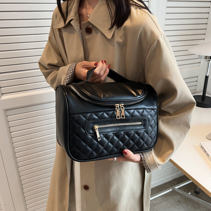 Large Capacity Toiletry Portable Cosmetics Storage Rhombus Material More Cosmetic Bags