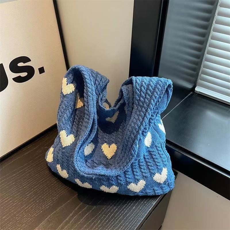 Women's Cotton Thread Woven Knitted Large Capacity Women's Shoulder Bag