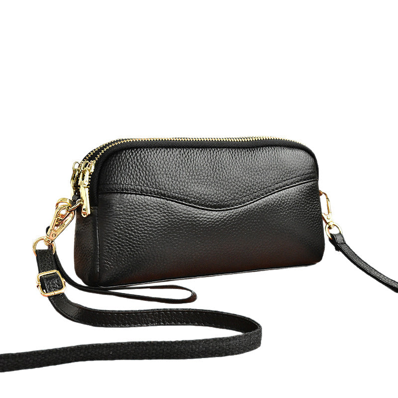 Women's Leather Mobile Hand Carrying Double Compartment Purses