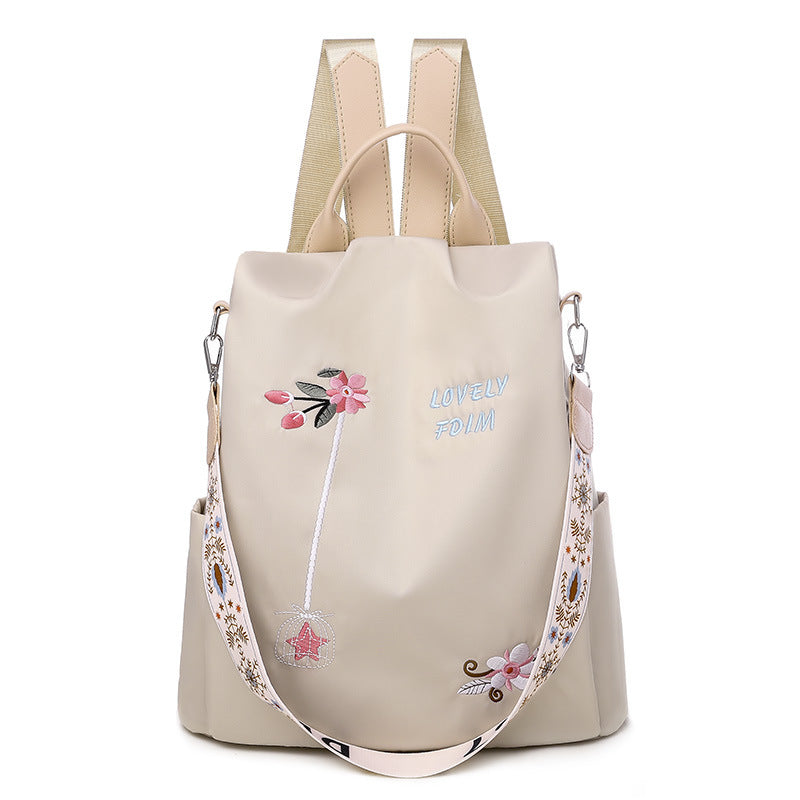 Women's Ethnic Style Embroidered Waterproof Oxford Cloth Temperament Backpacks