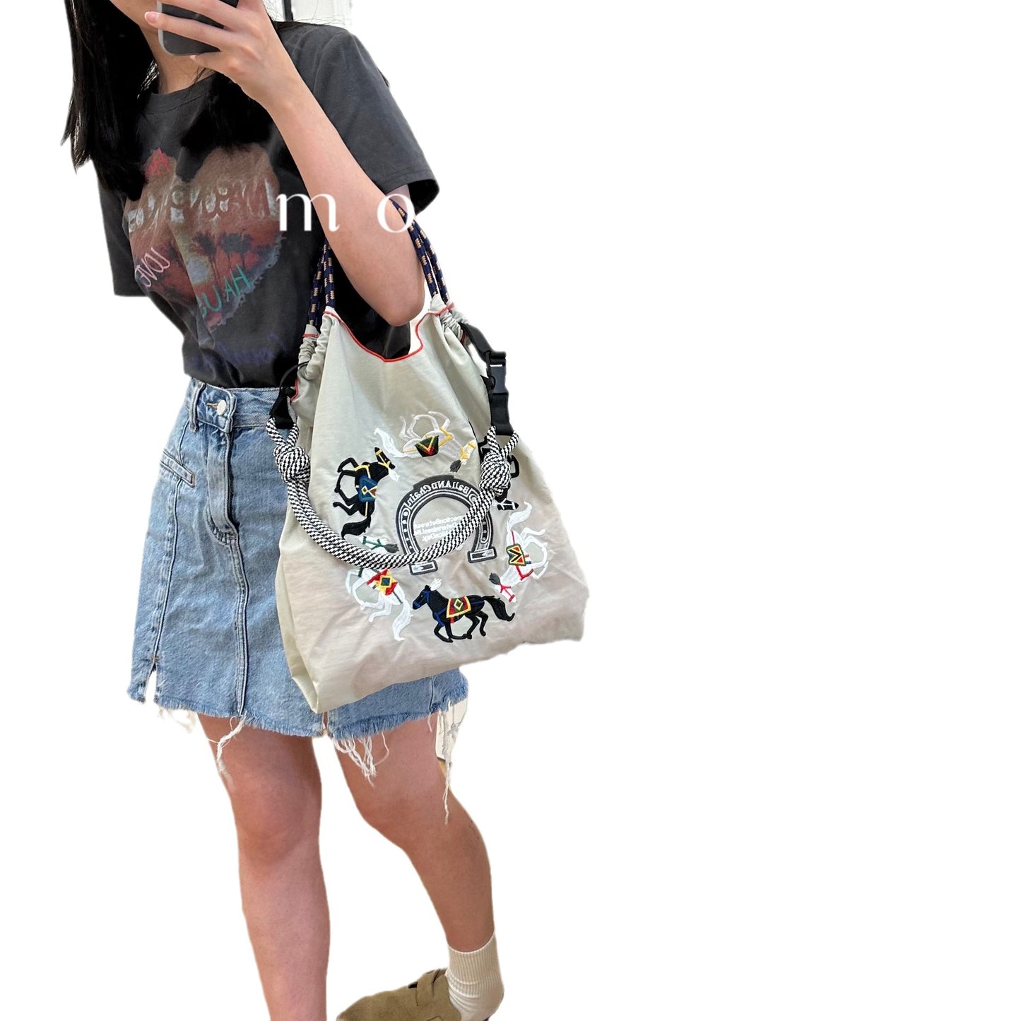 High Round Upper Body Horse Embroidery Handbags