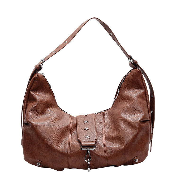 Locomotive Style Versatile Studded Large Capacity Idle Commuting High Women's Messenger Bag