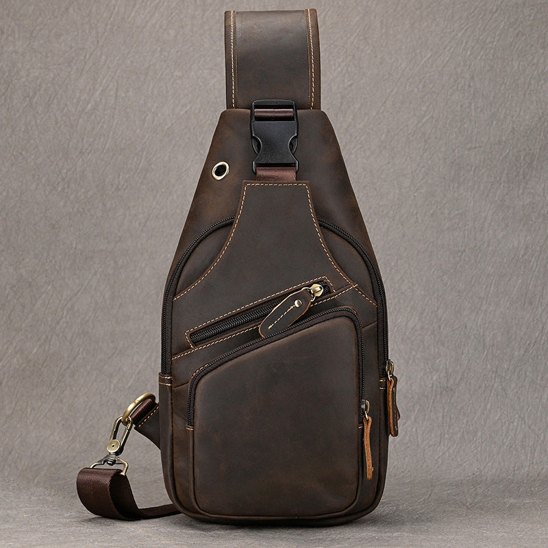 Men's Horse Leather Retro First Layer Cowhide Men's Chest Bags