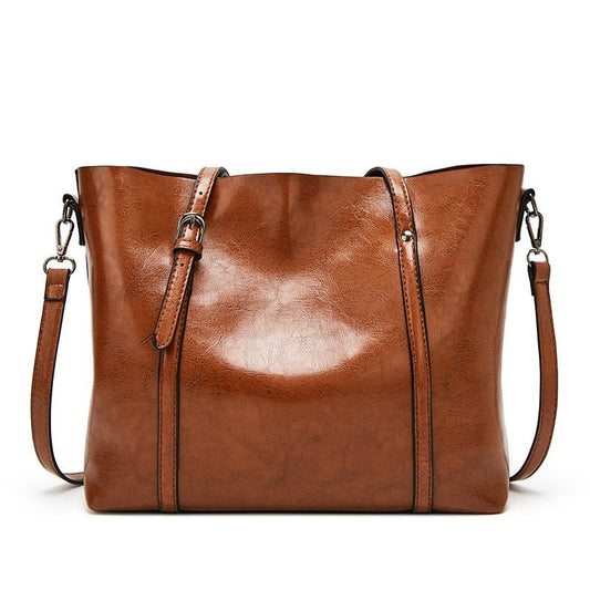 Women's Fashion Oil Wax Leather Portable Shoulder Bags