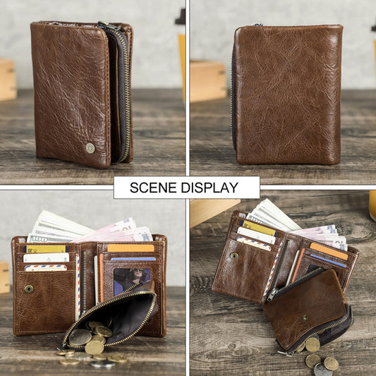 Men's First Layer Cowhide Swiping Fashion Detachable Men's Wallets