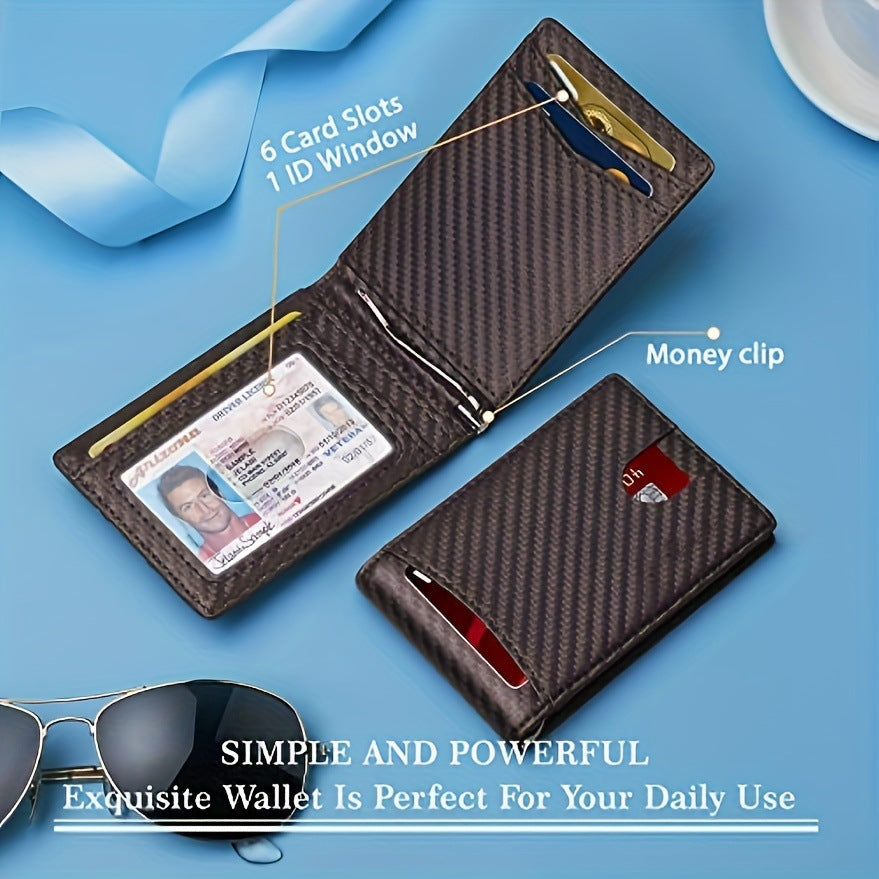 Men's Carbon Fiber Multiple Slots Gold Letter Card Holder