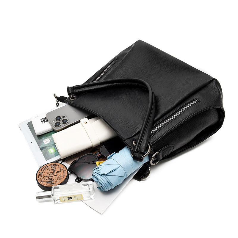Women's Soft Leather Textured Vintage Large Capacity Women's Shoulder Bag