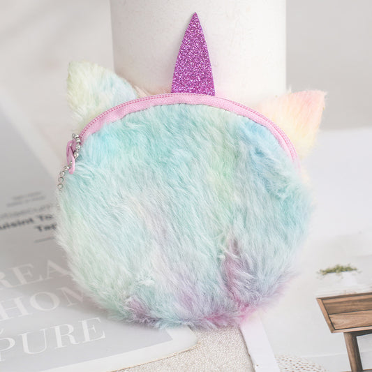 Children's Unicorn Plush Toy Portable Storage Earphone Purses