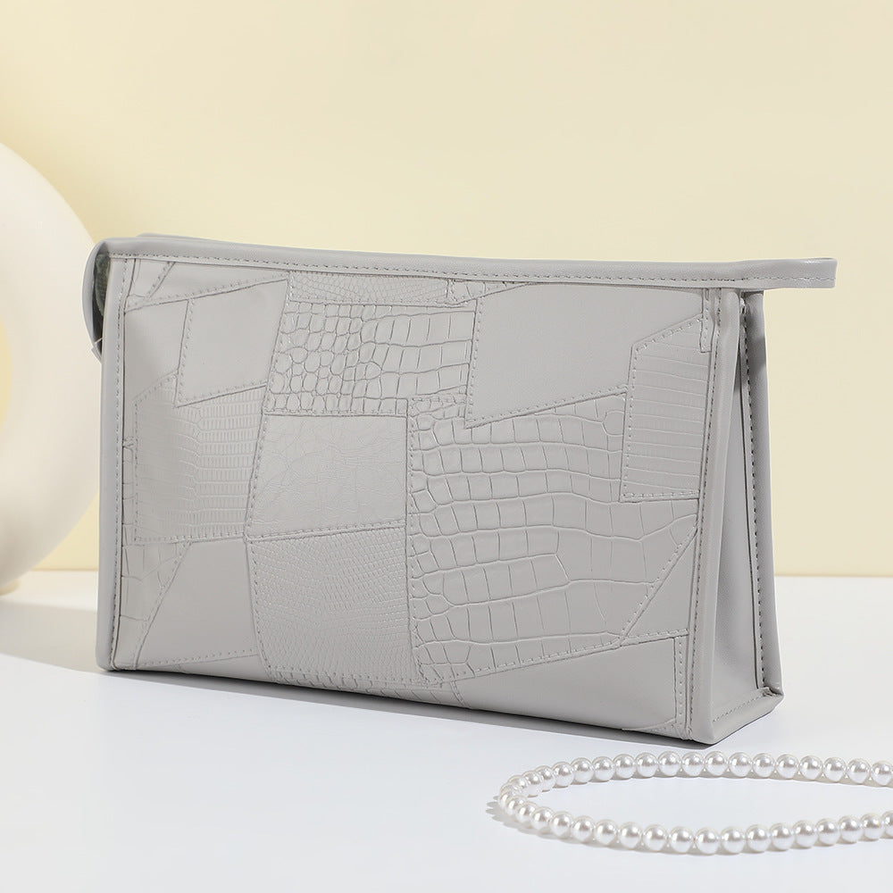 Women's Simple Crocodile Pattern High-grade Large Capacity Storage Waterproof Portable Cosmetic Bags