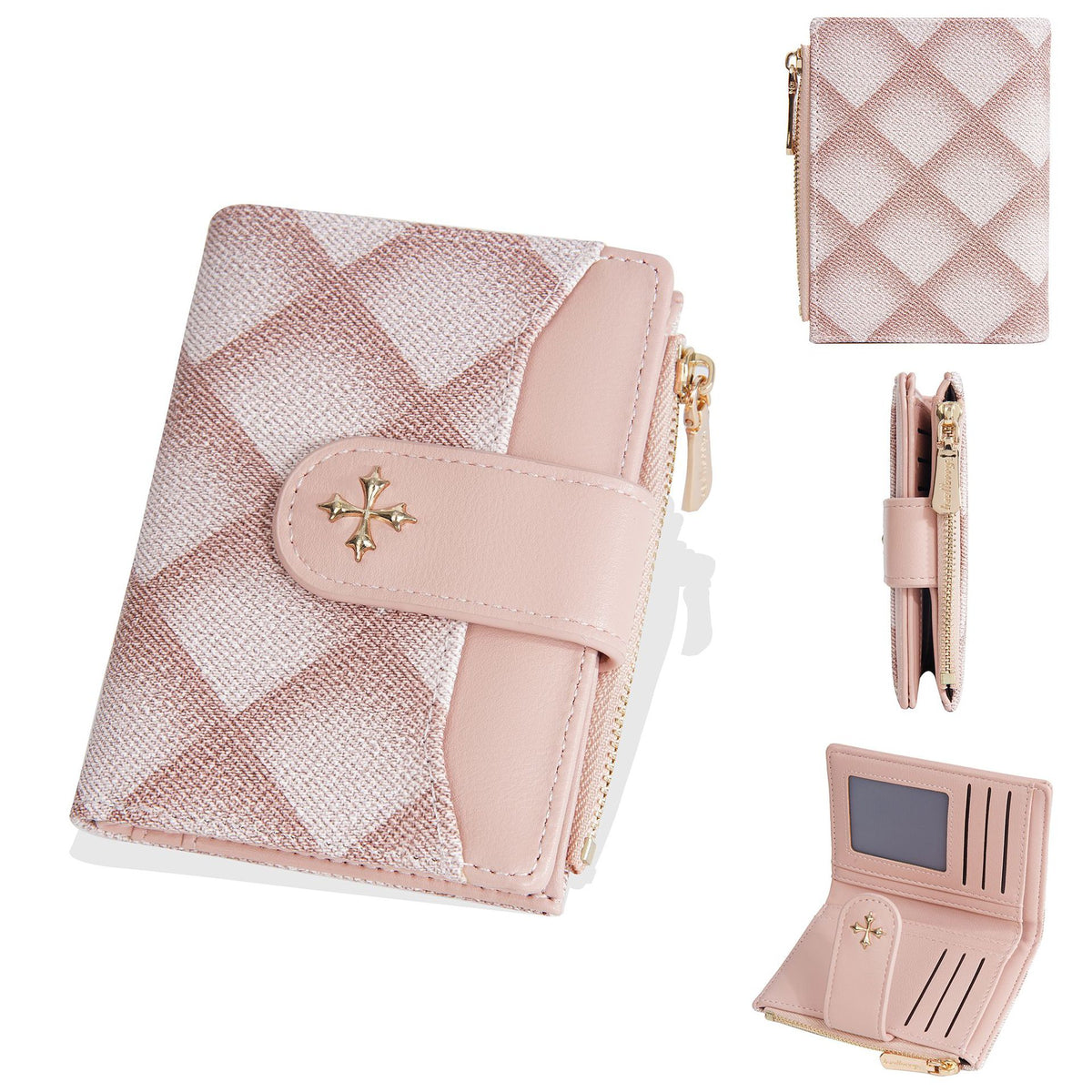 Women's No Short Diamond Pattern Hasp Zipper High Ladies Wallet