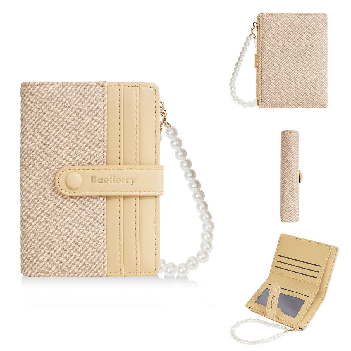 Women's Short Style Multiple Slots Pearl Bracelet Ladies Wallet