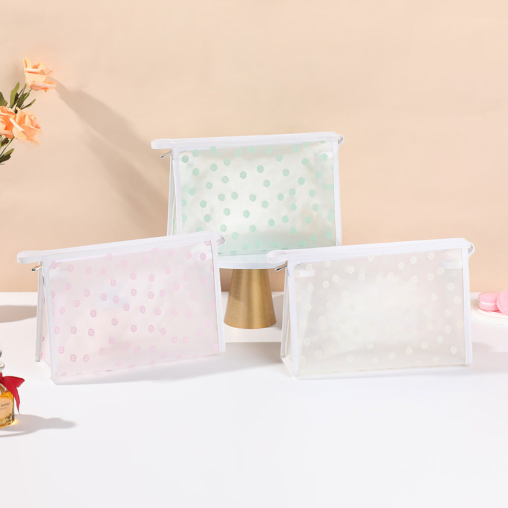 Mesh Fresh Flocking Flower Storage Dry Wet Separation Portable Makeup Bag
