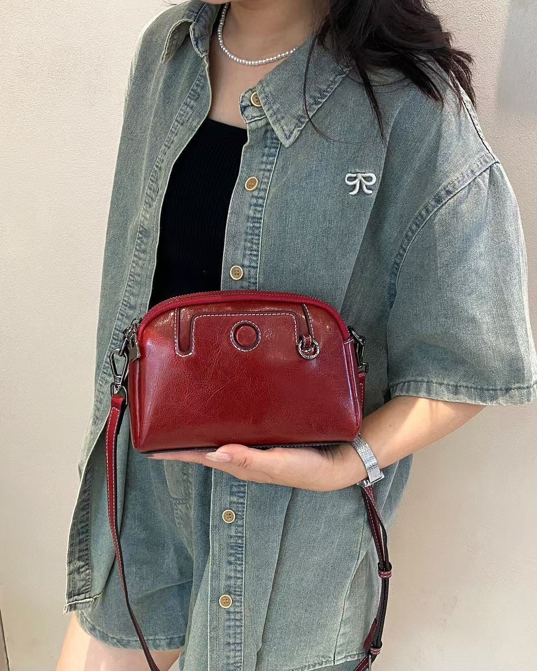 Women's Change Mahjong First Layer Cowhide Single Women's Messenger Bag