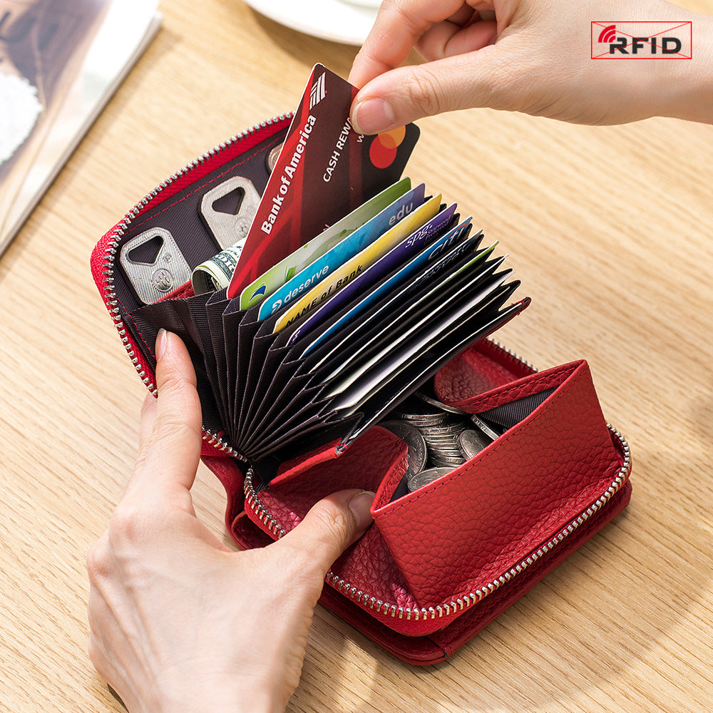 Women's Genuine Leather Simple Short First Layer Ladies Wallets