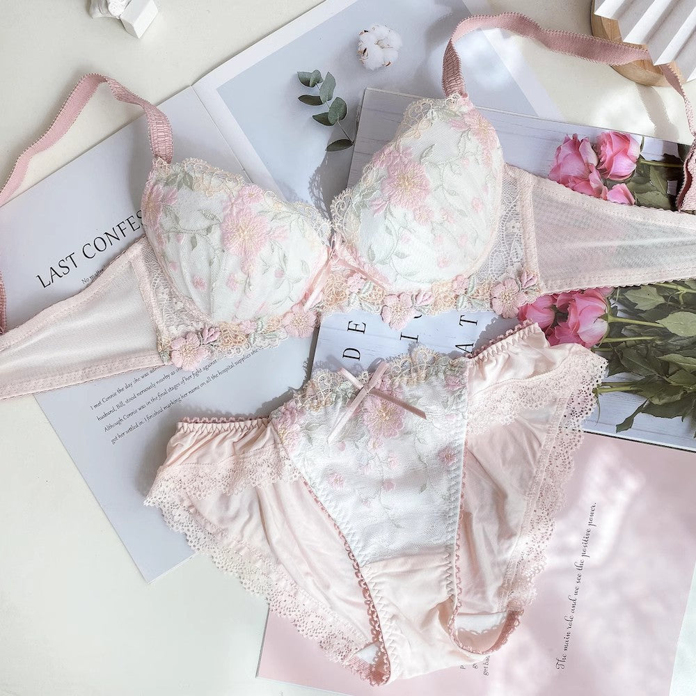 Sexy Lace Embroidery Small Breast Thin Girly Soft Steel Bras