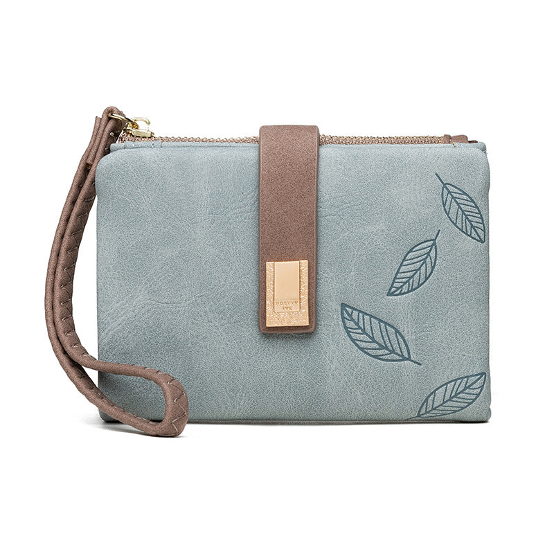 Casual Stylish Women's Retro Frosted Leaf Coin Purses