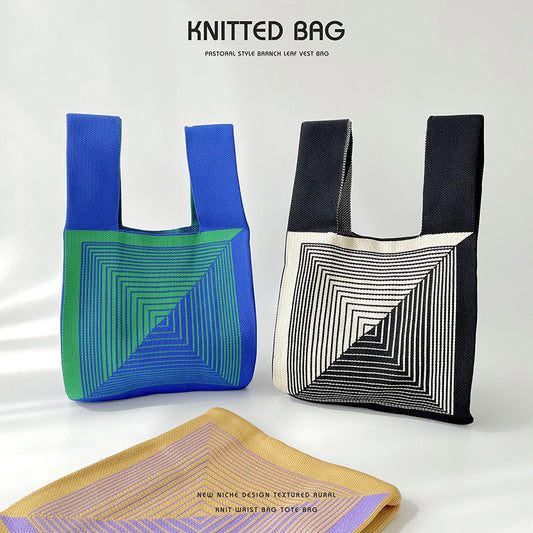 Niche Design Black White Clip Woven Shoulder Bags