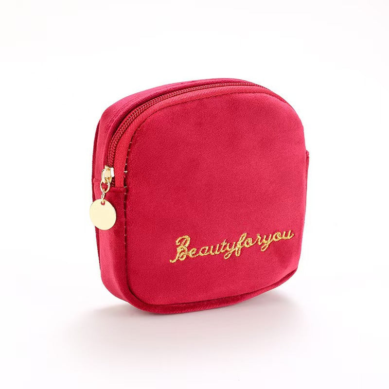 Plush Good-looking Storage Flannelette Large Capacity Embroidery Cosmetic Bags