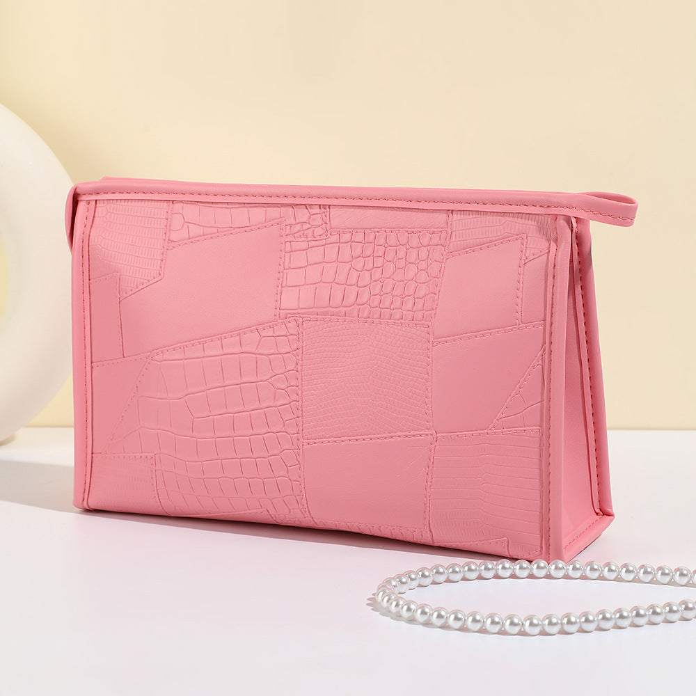 Women's Simple Crocodile Pattern High-grade Large Capacity Storage Waterproof Portable Cosmetic Bags