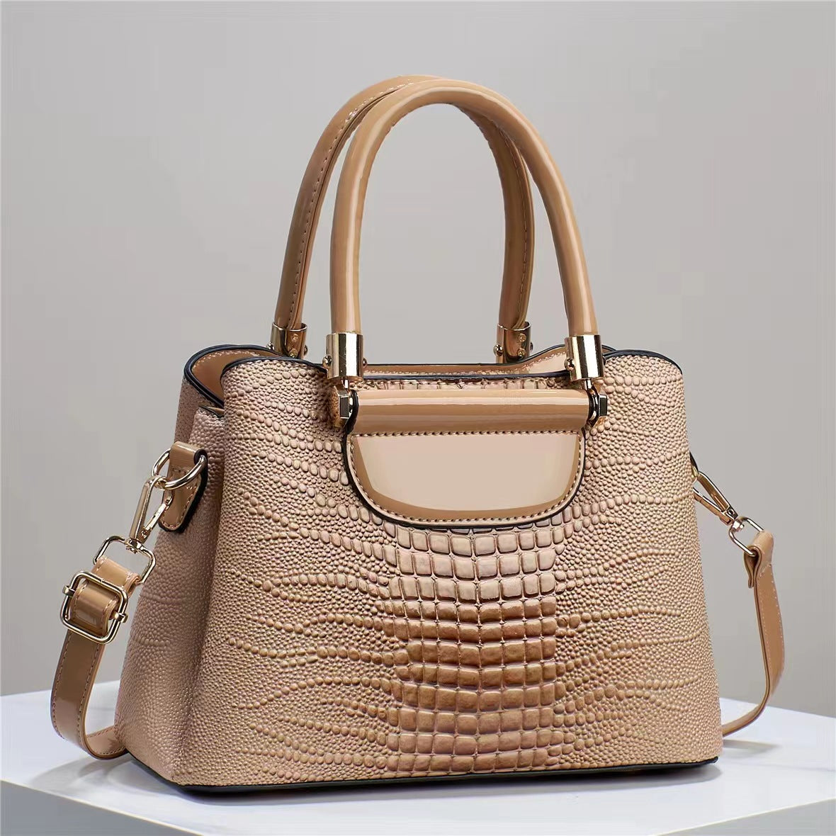 Women's Bright Leather Stone Pattern Large Handbags