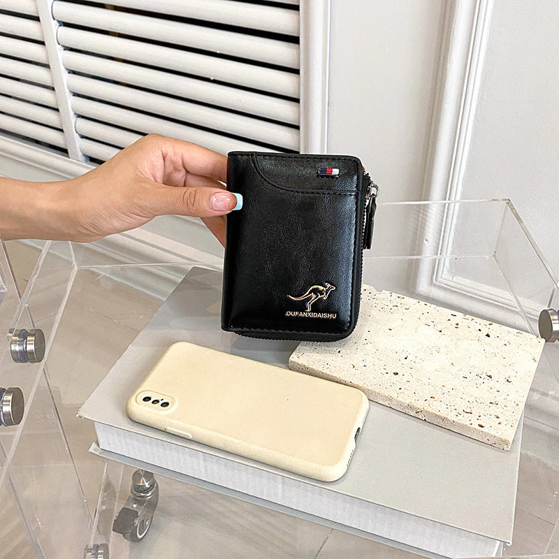 Men's Short Vintage Zipper Fashion Certificate Cash Men's Wallets