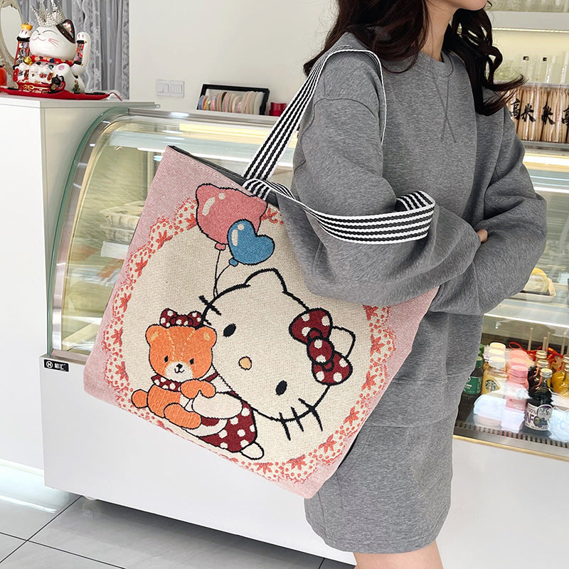 Group Purchase Large Canvas Business Live Cartoon Animal Elephant Shoulder Bags